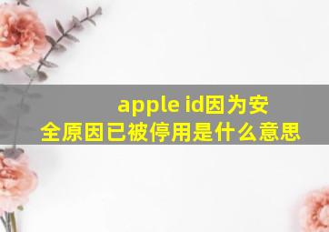 apple id因为安全原因已被停用是什么意思